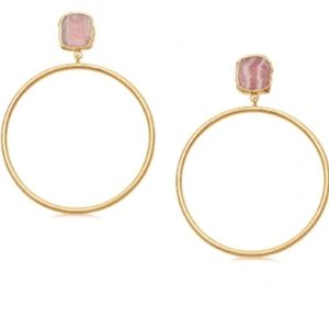 Missoma 925 18k gold plated Lena chandelier hoop earrings rhodochrosite retired